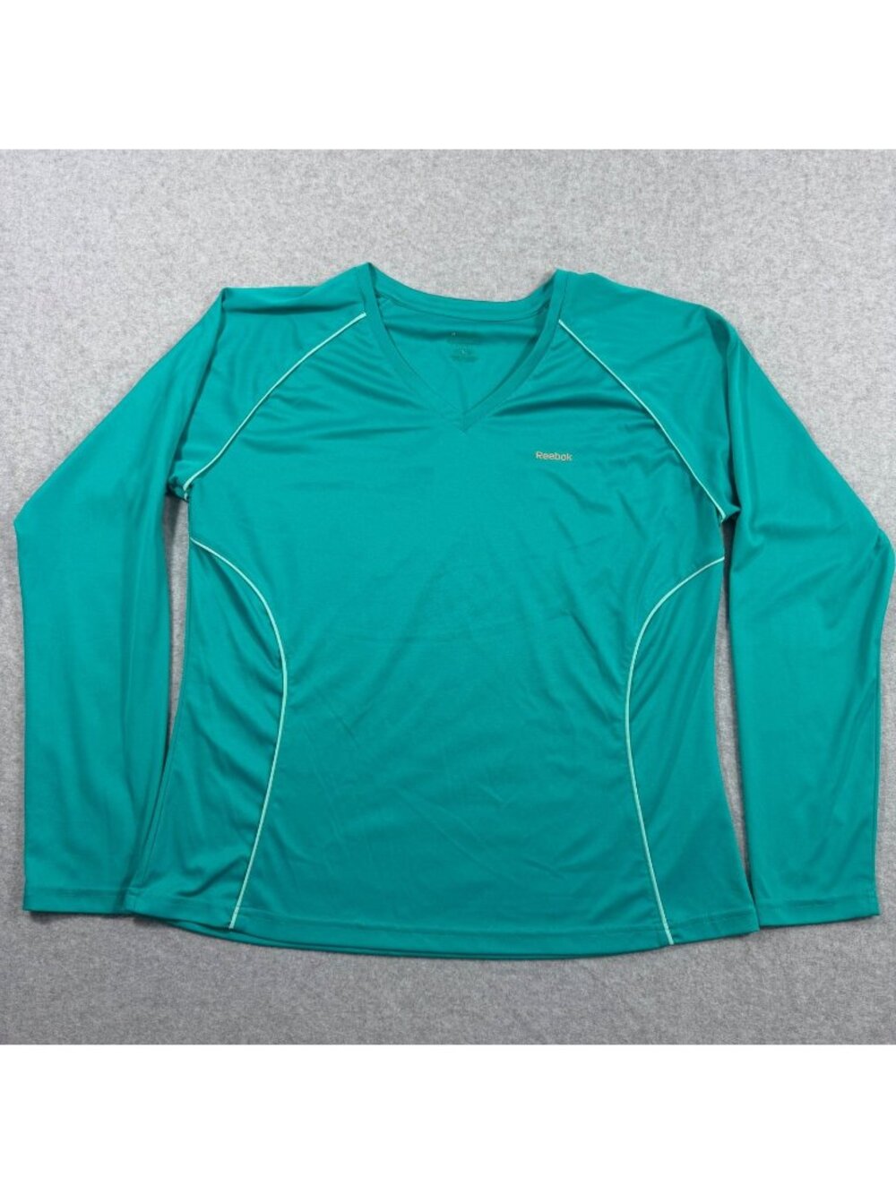 Reebok Women's XL Teal Long Sleeve Athletic V-Neck Top Performance Shirt